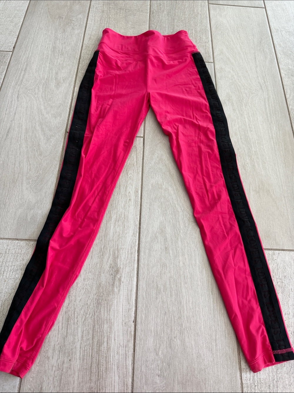 Spiritual Gangster Girls Hot Pink Leggings with Black Side Panels